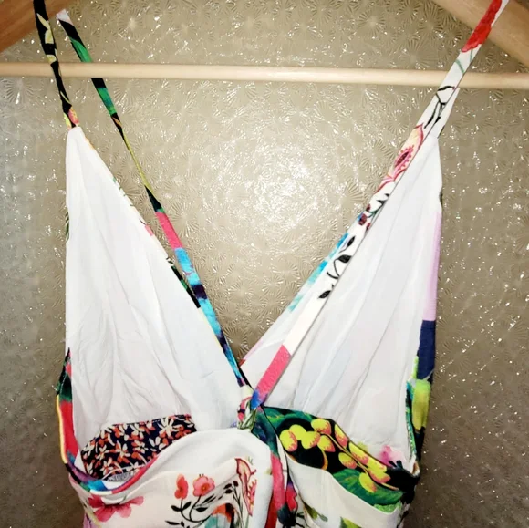 NWT-❤️-Desigual-Strappy Beach-Patch Work Wrap Maxi Dress-Size XS - Picture 5 of 16